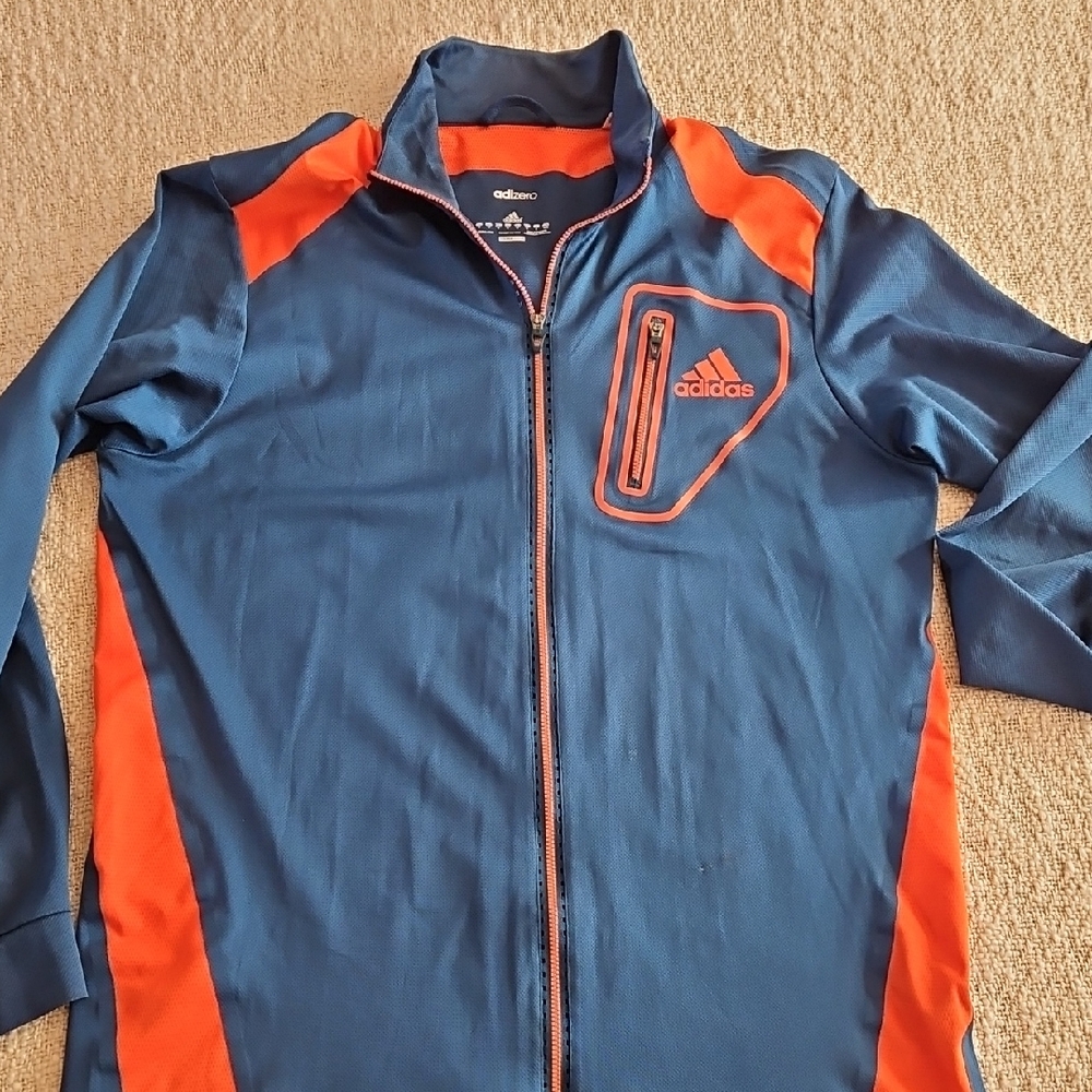 Adidas Men's Blue and Orange Jacket